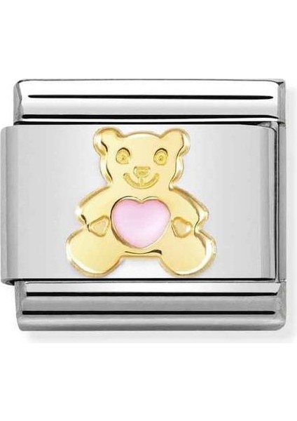 Composable Classic Dekoratif Link - Semboller - Pembe Ayı - (64 Pink Bear) 18K Altın