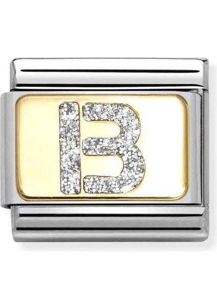 Composable Classic Dekoratif Link - Harfler Pırıltılı - B - (02 B) 18K Altın