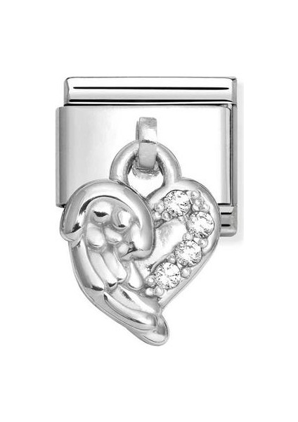 Composable Classic Dekoratif Charm - Charm Semboller - Beyaz Kalp - 925 Gümüş