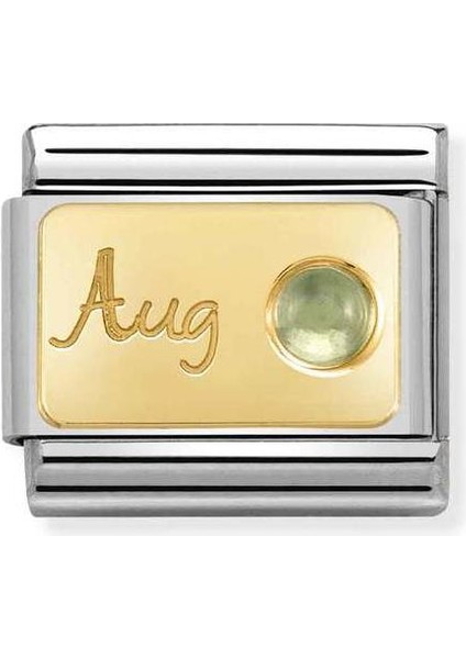 Composable Classic Dekoratif Link - Ay Taşları - Ağustos Peridot - 18K Altın