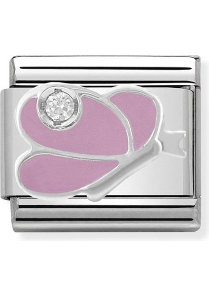 Composable Classic Dekoratif Link - Semboller - Pembe Kelebek - 925 Gümüş Zirkon