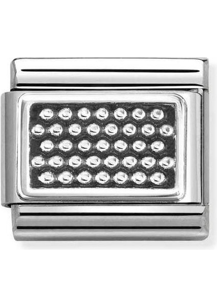 Composable Classic Dekoratif Link - Plakalar Oksitlenmiş - Çizgili Noktalar - 925 Gümüş