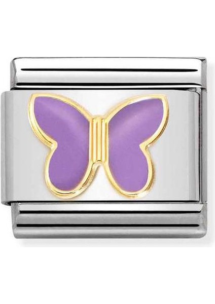 Composable Classic Dekoratif Link - Semboller - Lila Kelebek - 18K Altın