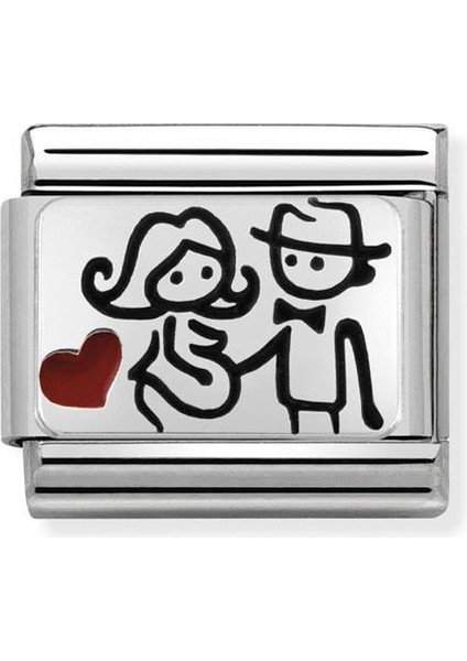 Composable Classic Dekoratif Link - Plakalar Oksitlenmiş - Bebek Bekleyen Anne - 925 Gümüş