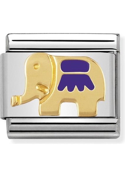 Composable Classic Dekoratif Link - Hayvanlar - Mor Fil - (26 Purple Elephant) 18K Altın