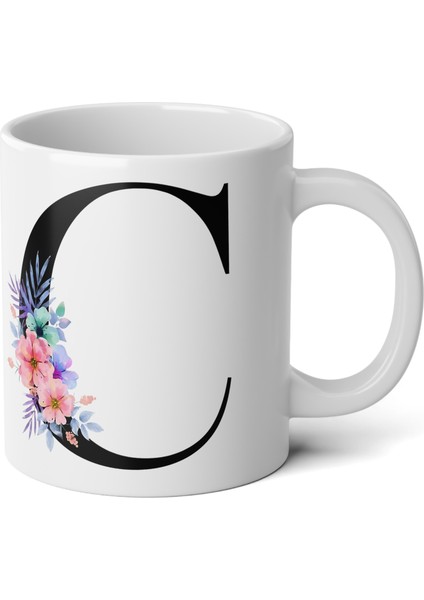 Kişiselleştirilebilir C Harfli Baskılı Premium Porselen Kupa Bardak