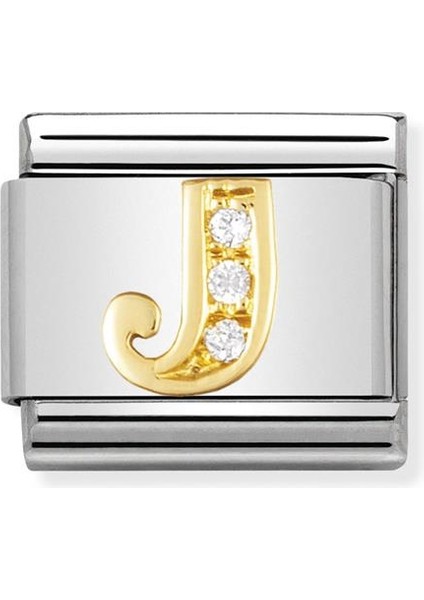 Composable Classic Dekoratif Link - Harfler Cz - J - (10 J) 18K Altın Zirkon