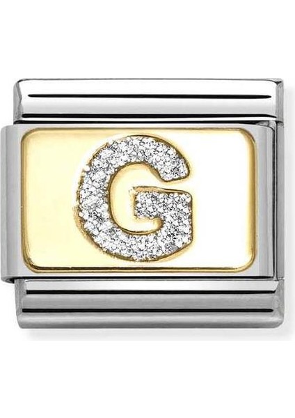 Composable Classic Dekoratif Link - Harfler Pırıltılı - G - (07 G) 18K Altın