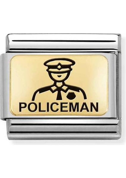 Composable Classic Dekoratif Link - Plakalar Mesajlar - Polis - (22 Policeman) 18K Altın