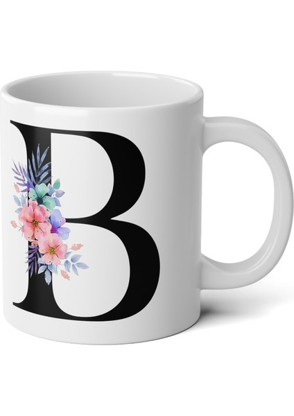 Kişiselleştirilebilir B Harfli Baskılı Premium Porselen Kupa Bardak