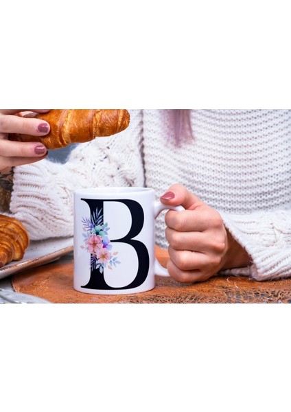 Kişiselleştirilebilir B Harfli Baskılı Premium Porselen Kupa Bardak modelleri