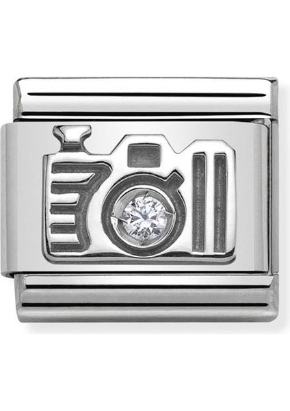 Composable Classic Dekoratif Link - Semboller - Kamera - (06 Camera) 925 Gümüş Zirkon