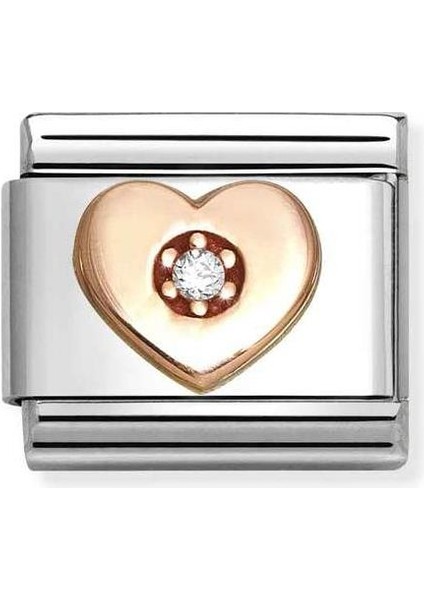 Composable Classic Dekoratif Link - Semboller - Beyaz Kalp - 9k Rose Altın