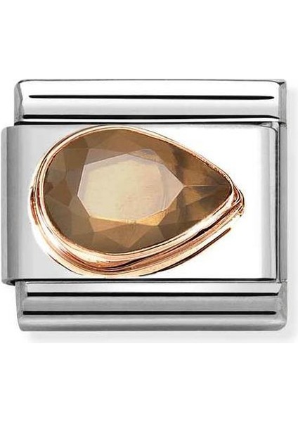 Composable Classic Dekoratif Link - Yüzey Işlemeli - Dumanlı - 9k Rose Altın Zirkon