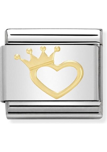 Composable Classic Dekoratif Link - Aşk - Taç ile Kalp - (17 Heart With Crown) 18K Altın