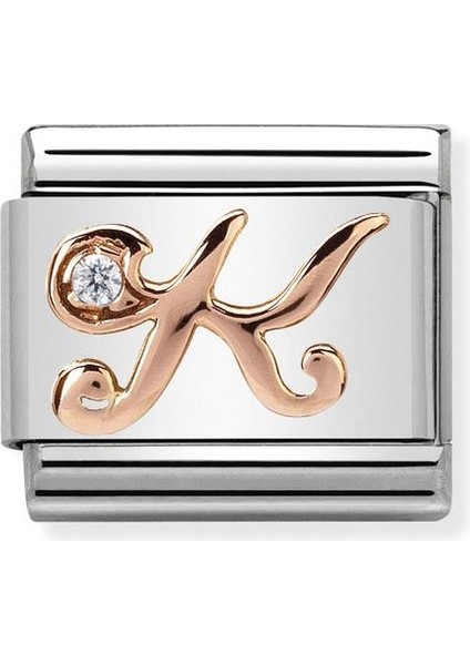 Composable Classic Dekoratif Link - Harfler - K - (11 K) 9k Rose Altın Zirkon
