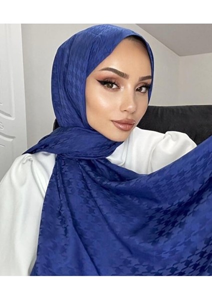 Kaz Ayağı Desenli Jakarlı Şal