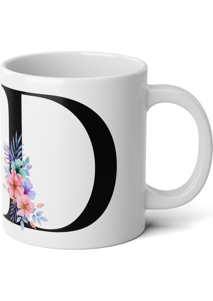 Kişiselleştirilebilir D Harfli Baskılı Premium Porselen Kupa Bardak