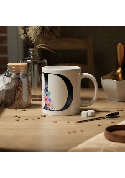 Kişiselleştirilebilir D Harfli Baskılı Premium Porselen Kupa Bardak modelleri