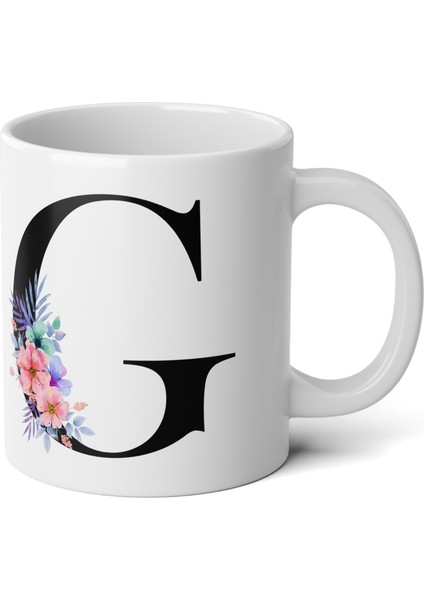 Kişiselleştirilebilir G Harfli Baskılı Premium Porselen Kupa Bardak