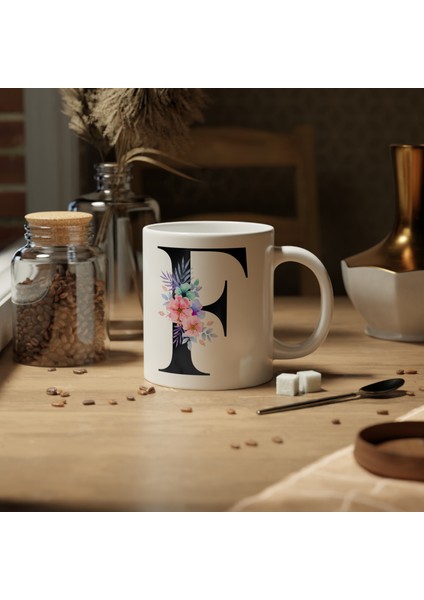 Kişiselleştirilebilir F Harfli Baskılı Premium Porselen Kupa Bardak modelleri