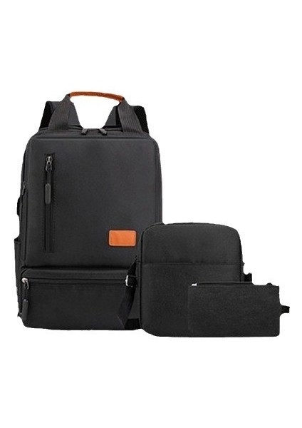 Rahat Sırt Çantası Büyük Kapasiteli Öğrenci Çantası Erkek Üç Parçalı Set Çok Fonksiyonlu Laptop Çantası Erkekler Için (Yurt Dışından)