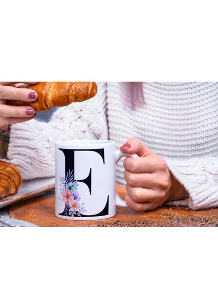 Kişiselleştirilebilir E Harfli Baskılı Premium Porselen Kupa Bardak fiyatları