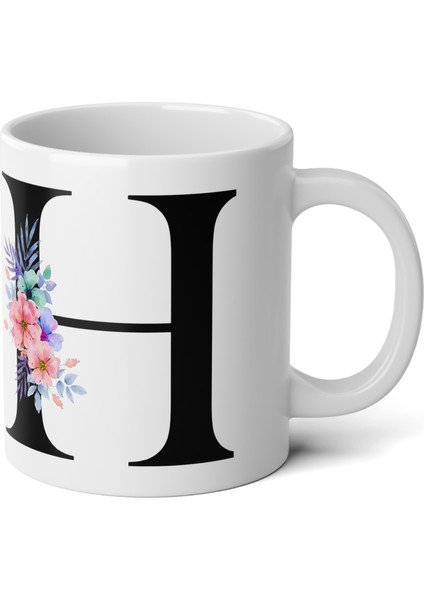 Kişiselleştirilebilir H Harfli Baskılı Premium Porselen Kupa Bardak