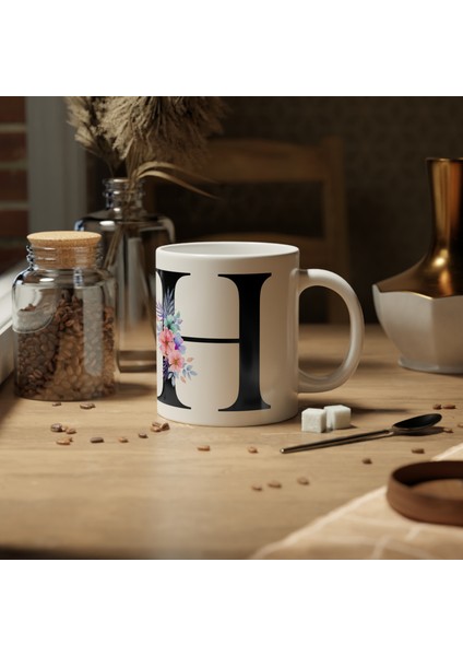 Kişiselleştirilebilir H Harfli Baskılı Premium Porselen Kupa Bardak modelleri