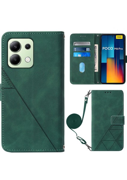 Xiaomi Redmi Note 13 Pro 4g ile Uyumlu Tam Korumalı Yumuşak Pu Deri Kapaklı Cüzdan Telefon Kılıfı, Kart Tutuculu ve Uzun Askılı (Yurt Dışından)