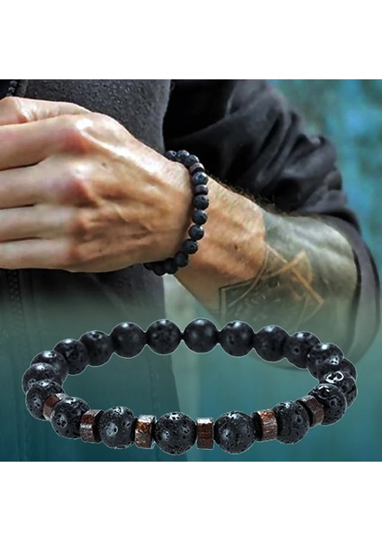 No.21 Boyutu Lav Taşı Erkek Bilezik Doğal Aytaşı Boncuk Tibet Buda Bilezik Çakra Difüzör Bilezikler Erkekler Takı Hediyeler (Yurt Dışından) indirimleri