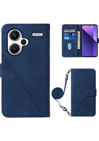 Xiaomi Redmi Note 13 Pro Plus ile Uyumlu Tam Korumalı Yumuşak Pu Deri Kapaklı Cüzdan Telefon Kılıfı, Kart Tutuculu ve Uzun Askılı (Yurt Dışından)