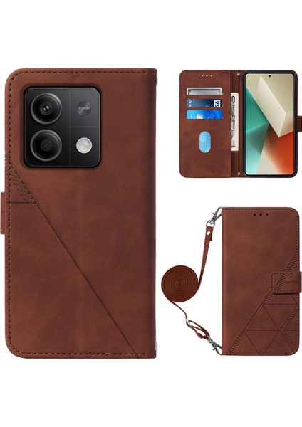 Xiaomi Redmi Note 13 5g ile Uyumlu Tam Korumalı Yumuşak Pu Deri Kapaklı Cüzdan Telefon Kılıfı, Kart Tutuculu ve Uzun Askılı (Yurt Dışından)