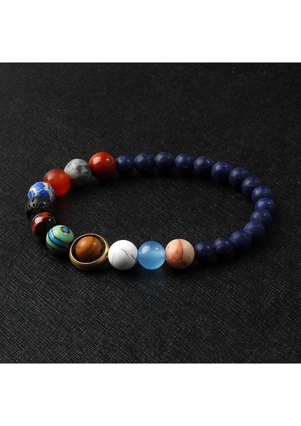 17CM-6.69INÇ Tarzı No.2 Boyutu Galaxy Güneş Sistemi Bilezik Erkekler Evren Dokuz Gezegenler Doğal Taş Yıldız Toprak Ay Kadınlar Için Bilezikler Moda Çift Takı (Yurt Dışından)