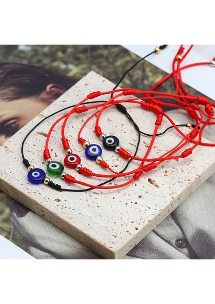 No.3 Boyutu Şanslı Göz El Yapımı Renkli Boncuklar Örgülü Bilezik Ayarlanabilir Kırmızı Mavi Halat Nazar Boncuk Bilezik Kadınlar Için Genç Kız Takısı BE510 (Yurt Dışından) fırsatları
