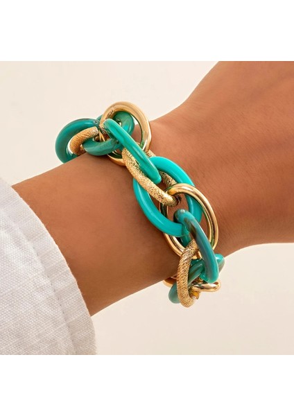 No.9 Boyutu Ingesight.z Renkli Akrilik Bükülmüş Bilezikler El Kadınlar Için Boho Tıknaz Kalın Reçine Dostluk Bilezik Bilek Zinciri Takı (Yurt Dışından) modelleri
