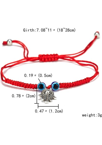 18-28CM Tarzı BR18Y0644-5 Türk Nazar Kırmızı Halat Bilezik Kadın Erkek El Yapımı Örgülü Dostluk Takı Charm Şanslı Konu Dize Ayarlanabilir Hediyeler (Yurt Dışından)