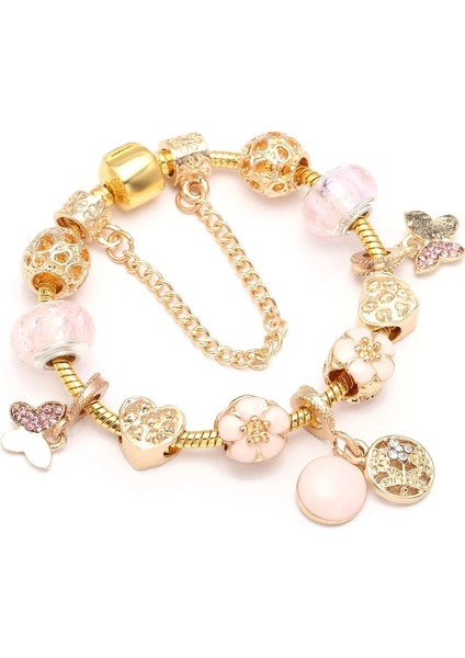 18CM Tarzı GD020 Togory Otantik Altın Renk Arılar Dangles Charm Bilezik Beyaz Kristal Boncuklar Güzel Bilezik Kadınlar Çocuklar Için Doğum Günü Hediyeleri (Yurt Dışından)
