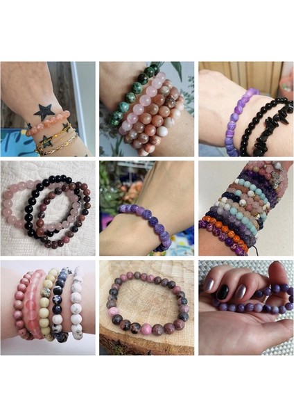 17CM Tarzı Ametist Moda Doğal Taş Pembe Angelite Boncuk Bilezik 8mm Sunstone Boncuklu Enerji Yoga Bilezik Takı Kadınlar Için El Yapımı Hediyeler (Yurt Dışından)