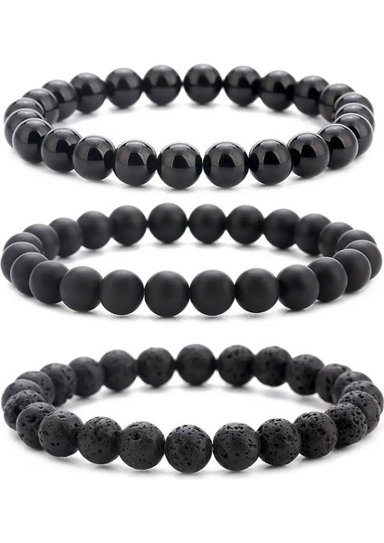 Beyaz Boncuklu Bilezik 8mm Doğal Taş Lava Kaplan Gözü Siyah Oniks Mat Şifa Boncuk Bileklik Streç Charm Yoga Kadın Erkek Takı Için (Yurt Dışından) fiyatları