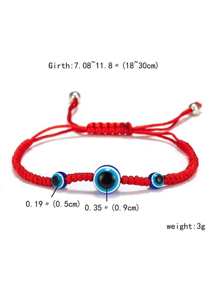 18-28CM Tarzı BR18Y0644-2 Türk Nazar Kırmızı Halat Bilezik Kadın Erkek El Yapımı Örgülü Dostluk Takı Charm Şanslı Konu Dize Ayarlanabilir Hediyeler (Yurt Dışından)
