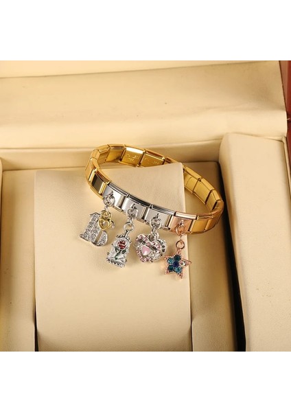C Ha Yeni Moda Sır Çiçek Doğum Günü Charm Italyan Bağlantı Fit Dıy 9mm Paslanmaz Çelik Bilezik Dıy Takı DJ567 (Yurt Dışından) indirimleri