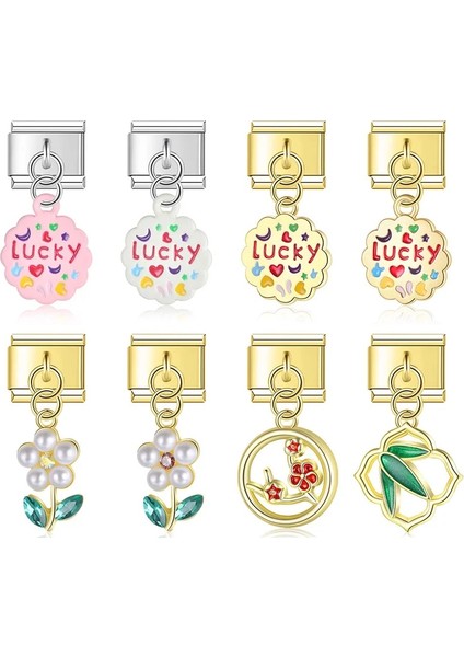 A Ha Yeni Moda Çiçek Şanslı Italyan Charm Bağlantılar Fit 9mm Bilezik Paslanmaz Çelik Dıy Takı Yapımı DJ646 (Yurt Dışından)