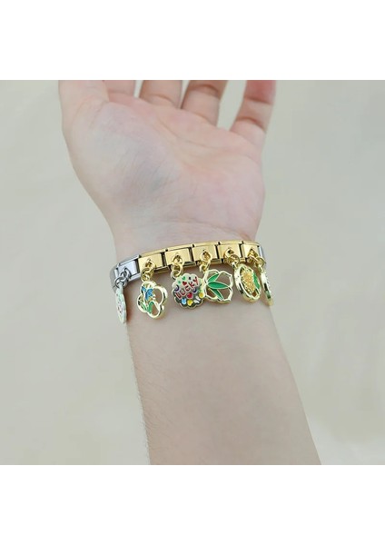 A Ha Yeni Moda Çiçek Şanslı Italyan Charm Bağlantılar Fit 9mm Bilezik Paslanmaz Çelik Dıy Takı Yapımı DJ646 (Yurt Dışından)