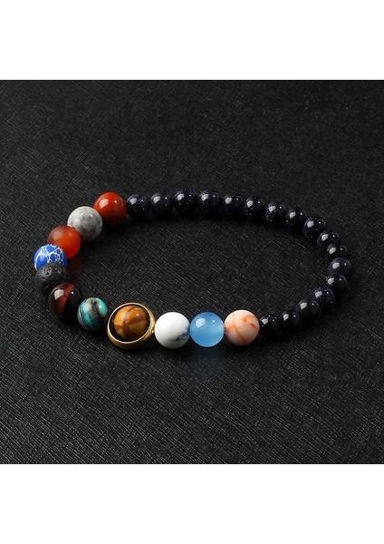 19CM-7.48 Inç Tarzı No.3 Boyutu Galaxy Güneş Sistemi Bilezik Erkekler Evren Dokuz Gezegenler Doğal Taş Yıldız Toprak Ay Kadınlar Için Bilezikler Moda Çift Takı (Yurt Dışından)
