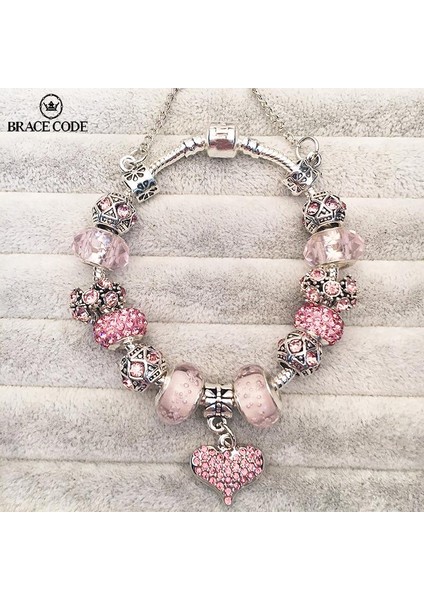 18CM Tarzı No.19 Boyutu Harika Boncuk Sevgililer Günü Hediyesi Kadın Mücevheratı Bakır Gümüş Kaplama Dıy Kristal Kadınlar Için Uygun Bilezik Pembe Aşk (Yurt Dışından) fiyatları