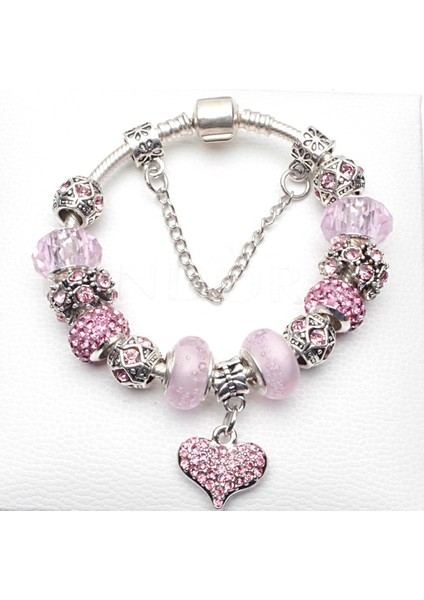 18CM Tarzı No.19 Boyutu Harika Boncuk Sevgililer Günü Hediyesi Kadın Mücevheratı Bakır Gümüş Kaplama Dıy Kristal Kadınlar Için Uygun Bilezik Pembe Aşk (Yurt Dışından) modelleri