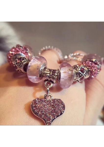 18CM Tarzı No.19 Boyutu Harika Boncuk Sevgililer Günü Hediyesi Kadın Mücevheratı Bakır Gümüş Kaplama Dıy Kristal Kadınlar Için Uygun Bilezik Pembe Aşk (Yurt Dışından) fırsatları