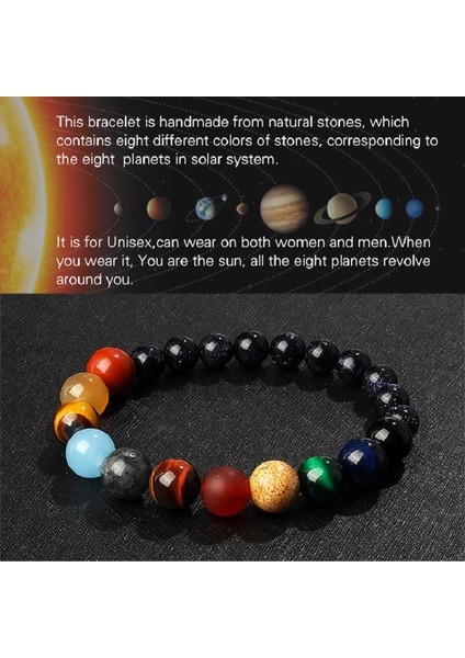 23CM-9.06INÇ Tarzı No.12 Boyutu Galaxy Güneş Sistemi Bilezik Erkekler Evren Dokuz Gezegenler Doğal Taş Yıldız Toprak Ay Kadınlar Için Bilezikler Moda Çift Takı (Yurt Dışından)