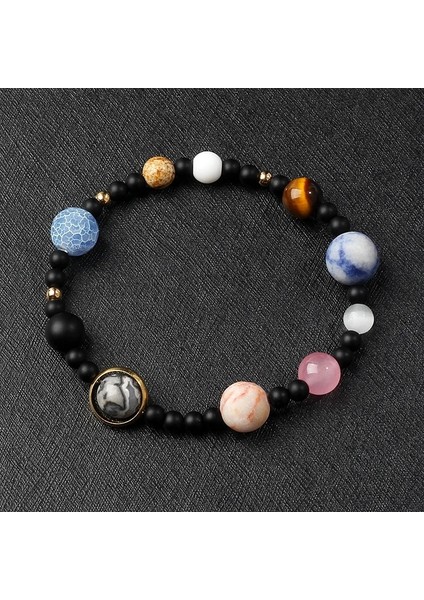 23CM-9.06INÇ Tarzı No.12 Boyutu Galaxy Güneş Sistemi Bilezik Erkekler Evren Dokuz Gezegenler Doğal Taş Yıldız Toprak Ay Kadınlar Için Bilezikler Moda Çift Takı (Yurt Dışından)